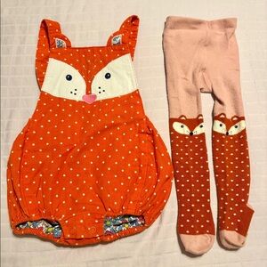 Baby Boden Fox Novelty Romper with matching tights